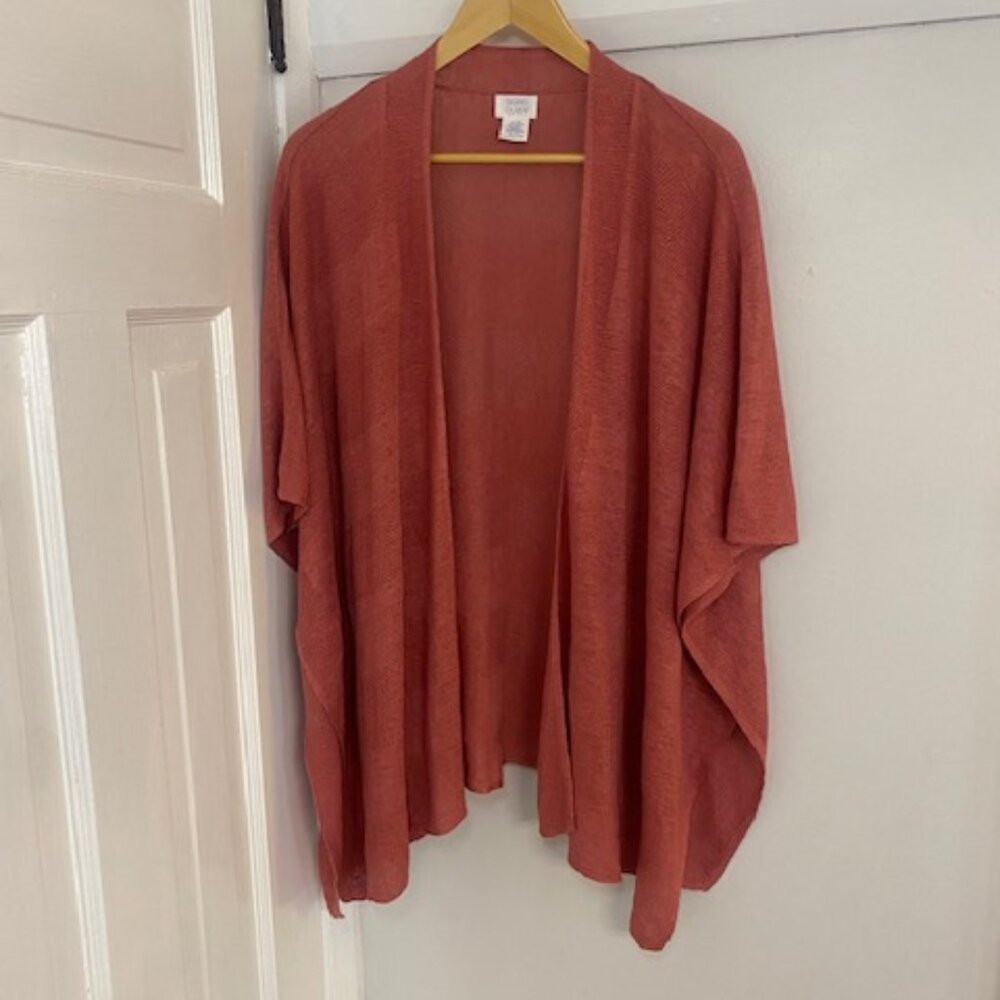 Linen Wrap Cover Up Shawl Layer Piece Sigrid Olsen Coral Drape OS